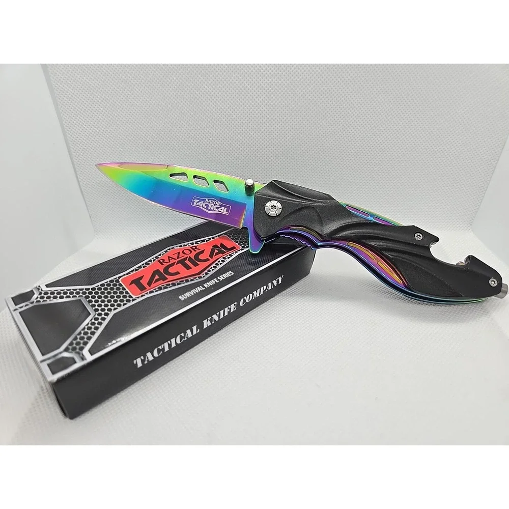 Razor Tactical RAINBOW Tracker Huntsman Spring Folding‎ Pocket Assisted Knife